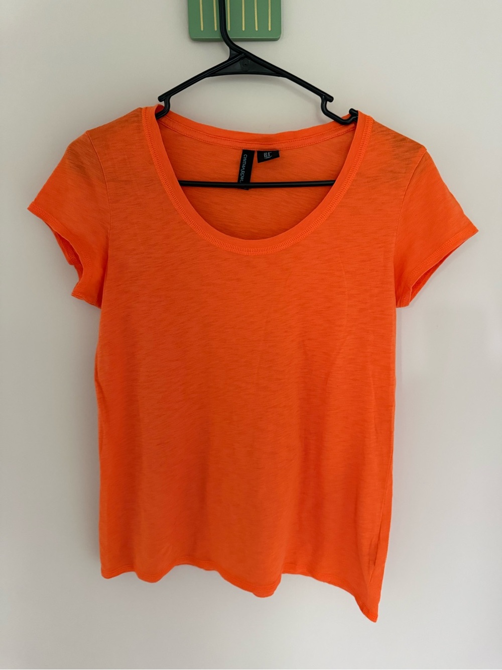 Cynthia Rowley Neon Orange Scoop Neck Short Sleeve Tee